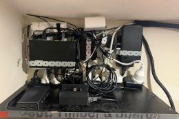 Tight squeeze, false wall hides the mess